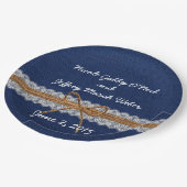 素朴な納屋の結婚式のバーラップの秋の結婚式 ペーパープレート (アングル)