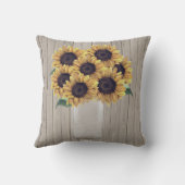 素朴な納屋の結婚式の木製のメーソンジャーのヒマワリ クッション (裏面)