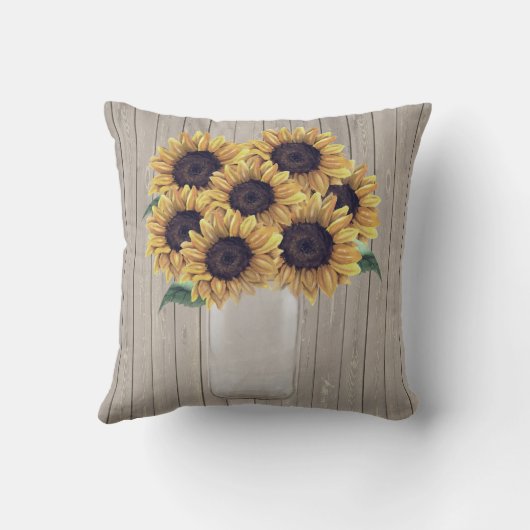素朴な納屋の結婚式の木製のメーソンジャーのヒマワリ クッション (裏面)
