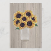 素朴な納屋の結婚式の木製のメーソンジャーのヒマワリ メニュー (裏面)