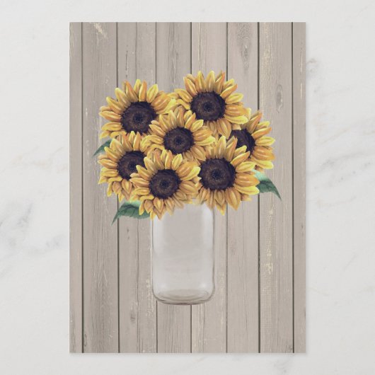 素朴な納屋の結婚式の木製のメーソンジャーのヒマワリ メニュー (裏面)