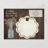 素朴な納屋の結婚式 ウッド メイソンジャー ベイビーズブレス 案内ポストカード (裏面)