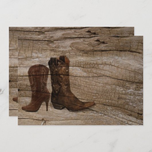 素朴な納屋の西欧諸国のカウボーイのブライダルシャワー 招待状 (正面/裏面)