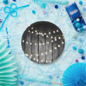 素朴な納屋の黒木とゴールドのストリングライト ペーパープレート (パーティー)