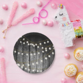 素朴な納屋の黒木とゴールドのストリングライト ペーパープレート (パーティー)