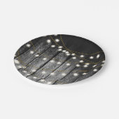 素朴な納屋の黒木とゴールドのストリングライト ペーパープレート (アングル)