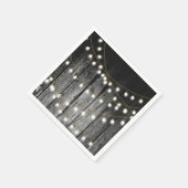 素朴な納屋の黒木のゴールドストリングライト スタンダードカクテルナプキン (角)