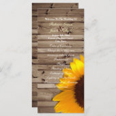 素朴な納屋ひまわり国の結婚式プログラム プログラム (正面/裏面)