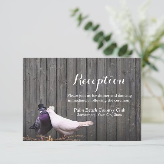 素朴な納屋木製愛鳥の結婚披露宴 エンクロージャーカード (スタンド正面)