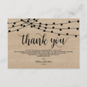素朴な紐のランタン ウェディング サンクス カード デザイン (正面)