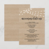 素朴な紐の照明 ウェディング アコモデーション カード (正面/裏面)