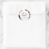 素朴な紫とピンクの花のエンゲージメント ラウンドシール (バッグ)