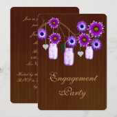 素朴な紫のメイソンジャー 結婚式前パーティー招待状 招待状 (正面/裏面)