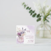 素朴な紫の花のメイソンジャー 結婚式のディテール エンクロージャーカード (スタンド正面)
