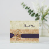 素朴な紫色の冬の結婚式ありがとう ポストカード (スタンド正面)