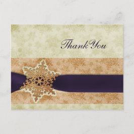 素朴な紫色の冬の結婚式ありがとう ポストカード