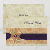 素朴な紫色の冬の結婚式ありがとう 招待状 (正面/裏面)