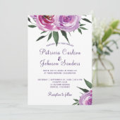 素朴な紫色の芍薬のボヘミアンスタイルのブーケ ウェディング 招待状 (スタンド正面)