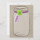 素朴な紫色及び緑のメーソンジャーの結婚式招待状 招待状 (裏面)