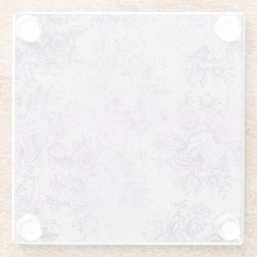 素朴な紫色、ぼろぼろの上品、淡い色のなラベンダーの花模様、 ガラスコースター (裏面)