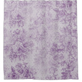 素朴な紫色、ぼろぼろの上品、淡い色のなラベンダーの花模様、 シャワーカーテン (正面)