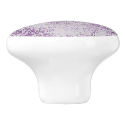 素朴な紫色、ぼろぼろの上品、淡い色のなラベンダーの花模様、 セラミックノブ (側面)