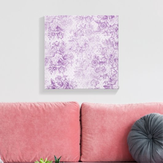 素朴な紫、みすぼらしいシックでラベンダー淡い色のの花模様 キャンバスプリント (インサイチュ (リビング))