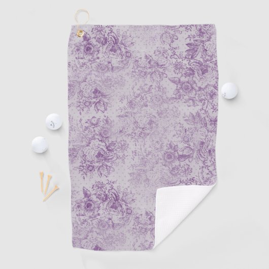 素朴な紫、みすぼらしいシックでラベンダー淡い色のの花模様 ゴルフタオル (インサイチュ)