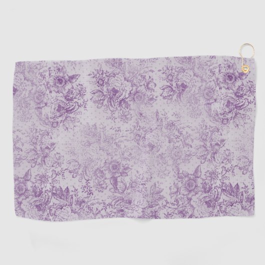 素朴な紫、みすぼらしいシックでラベンダー淡い色のの花模様 ゴルフタオル (横)