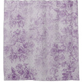 素朴な紫、みすぼらしいシックでラベンダー淡い色のの花模様 シャワーカーテン (正面)