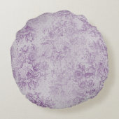 素朴な紫、みすぼらしいシックでラベンダー淡い色のの花模様 ラウンドクッション (裏面)