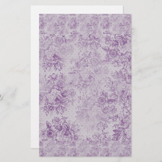 素朴な紫、みすぼらしいシックでラベンダー淡い色のの花模様 便箋 (正面/裏面)