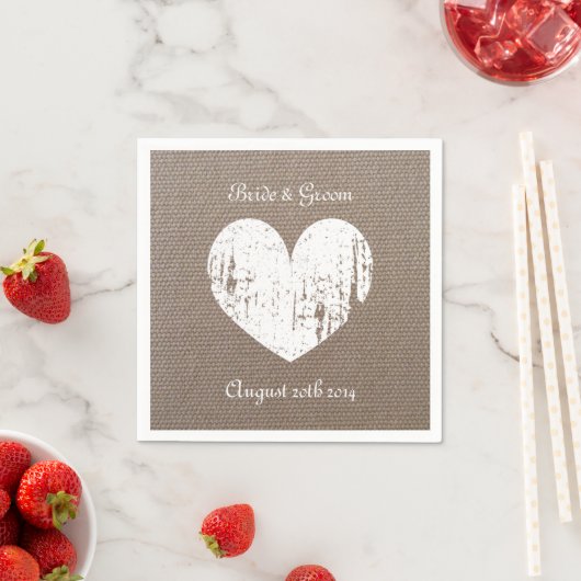 素朴な結婚ハートとラップのナプキン スタンダードカクテルナプキン (インサイチュ)