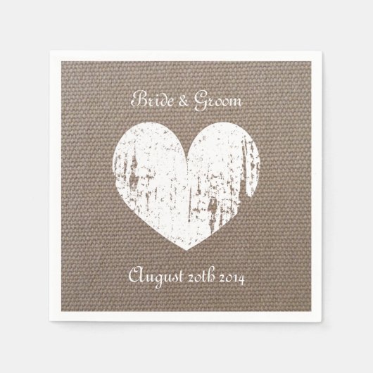 素朴な結婚ハートとラップのナプキン スタンダードカクテルナプキン (正面)