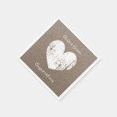素朴な結婚ハートとラップのナプキン スタンダードカクテルナプキン (角)