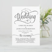 素朴な結婚式のプログラム・カードの書道のデザインv3 プログラム (スタンド正面)