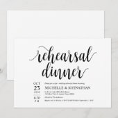 素朴な結婚式のリハーサルの夕食の招待カード 招待状 (正面/裏面)