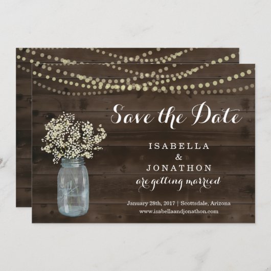 素朴な結婚式の保存日付 案内状 (正面/裏面)