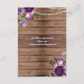 素朴な結婚式の受付カード 紫の木 花 エンクロージャーカード (裏面)