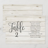 素朴な結婚式の座席表。横長の木製の納屋 招待状 (正面/裏面)