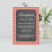 素朴な結婚式の招待カード 赤チェック チョーク エンクロージャーカード (スタンド正面)