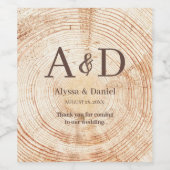 素朴な結婚式の木の樹皮モノグラムありがとう ワインラベル (シングルラベル)