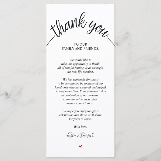 素朴な結婚式は食器セットカード感謝していしています プログラム (正面)