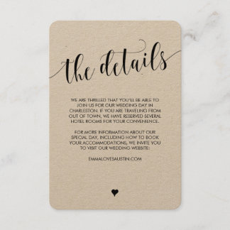 素朴な結婚式情報明細カード エンクロージャーカード