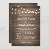 素朴な結婚式招待状の木製の国のヴィンテージ 招待状 (正面/裏面)