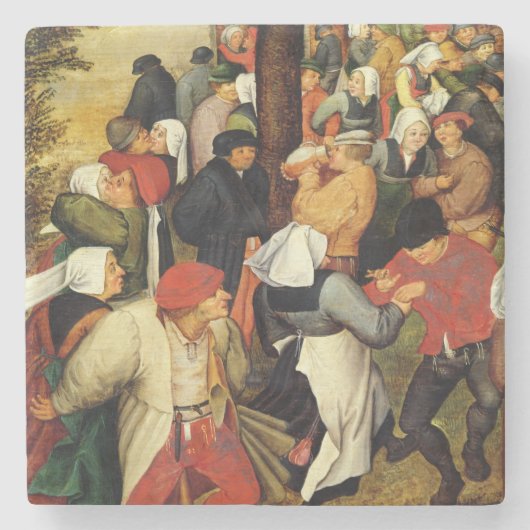 素朴な結婚式、人々の踊ることの詳細 ストーンコースター (正面)