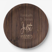 素朴な結婚披露宴の焦茶の木製の国スタイル ペーパープレート (正面)