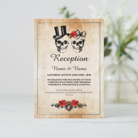 素朴な結婚披露宴カードスカルは上がりました エンクロージャーカード (スタンド正面)