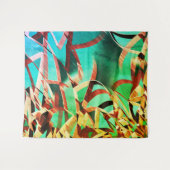 素朴な緑とアクアマリンの上に茶色の縞 タペストリー (正面(横))