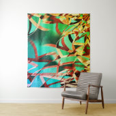 素朴な緑とアクアマリンの上に茶色の縞 タペストリー (インサイチュ)